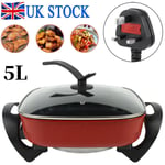 Multi Cooker Pot Electric Frying Pan Hot Pot Non-stick BBQ Oven with Glass Lid
