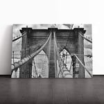 Big Box Art Canvas Print Wall Art Brooklyn Bridge New York City (4) | Mounted & Stretched Box Frame Picture | Home Decor for Kitchen, Living Room, Bedroom, Hallway, Multi-Colour, 20x14 Inch