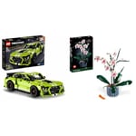 LEGO 42138 Technic Ford Mustang Shelby GT500 Set, Pull Back Drag Toy Race Car Model Building Kit & 10311 Icons Orchid Artificial Plant Building Set with Flowers, Home Décor Accessory for Adults