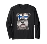 Miniature Schnauzer Dog Finland Flag Sunglasses Long Sleeve T-Shirt
