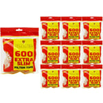 Palmer 600-15000x Cigarette Tobacco Filter EXTRA SLIM Tips Rolling Resealable Red Yellow Bags Smoking UK FREE P&P (10 x Pack (6000 Filter Tips))