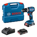 Bosch Professional 18V System Cordless Impact Drill Driver GSB 18V-45 (rotational Speed of 1,900 RPM, 2X 2.0Ah Batteries, GAL 18V-20, L-Case)