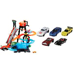 Hot Wheels City Gator Car Wash Connectable Play Set with Diecast and Mini Toy Car, Ages 5-8, FTB67 & 5-Car Pack of 1:64 Scale Vehicles, Gift for Collectors & Kids Ages 3 +, 1806
