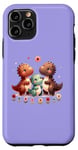 Coque pour iPhone 11 Pro Purple Cute Dinosaur Family Love Heart Kids Day
