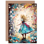 Alice in Wonderland Clocks Down the Rabbit Hole Birthday Blank Greeting Card