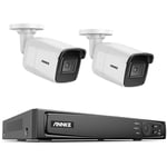 ANNKE H800 PoE Kit de Surveillance Extérieur Filaire, 8MP 4K 8CH H.265+ NVR(NO HDD),2 Caméra de Sécurité Bullet avec Enregistrement Audio,IP67