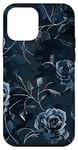 Coque pour iPhone 12 mini Bleu marine et fleurs de roses