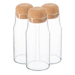 Glass Storage Bottles with Cork Lids 375ml Pack of 3