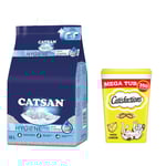 18 l Catsan Kattströ + 2 x 350 g Dreamies kattgodis till sparpris! - Hygiene plus kattsand + kattgodis med ost