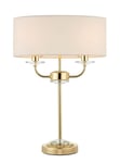 Endon 70564 Nixon Brass Table Light Vintage White Cream Floor Light Lamps