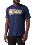 Back to the Future Men's LOGO Regular Fit Crew Neck Short Sleeve T - Shirt, Blue (Navy Navy), X-Large