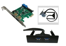Carte Controleur PCI Express (PCI-E) vers USB 3.0-2+2 Ports SUPERSPEED - avec Baie pour Facade