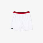 Lacoste SPORT x Novak Djokovic Men's Light Stretch Tennis Shorts- White/Red, XL