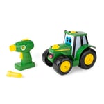 John Deere Build A Johnny Tractor, 16 Piece Building Farm Toy Car, Tractor Toy With Motorised Drill For 18 Months, 2, 3 and 4 Years Old Boys and Girls