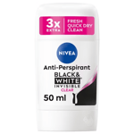 6 x NIVEA 72 Hrs Anti-Perspirant Black & White Invisible Clear Deo Stick