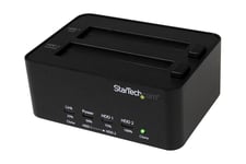StarTech.com Dual Bay Hard Drive Duplicator and Eraser, Standalone HDDSSD ClonerCopier, USB 3.0 to SATA Docking Station, Hard Disk Duplicator and Sanitizer Dock - ToollessTop-Loading Design - harddisk-duplikator
