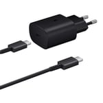 Chargeur Secteur Rapide 25W avec Cable de charge USB-C Type C pour Samsung Galaxy A52S 5G SM-A528B 6.5" - Noir - Visiodirect -