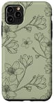 Coque pour iPhone 11 Pro Max Fleurs de cerisier Boho Blossom sur vert sauge