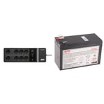 APC Back-UPS Essential BE650G2-FR - Onduleur parafoudre avec Batterie de Secours de 650VA & APCRBC110 - Batterie de Remplacement pour APC BR550GI