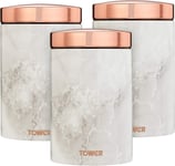 Tower T826005WR Set of 3 Storage Canisters for White Marble Rose Gold 