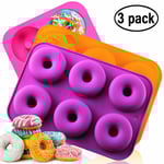 Donut silikonformar, non-stick silikon munkar, bakform bakverk formar donut formar för 6 munkar, bagels, muffins, 3 pack 6 hålrums munkar bakning