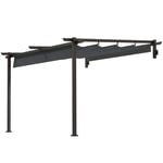 Terrasstak pergola ca 3x3m terrasstak, trädgårdspaviljong av aluminium, väggfäste, trädgårdspaviljong med justerbart tak, solsky