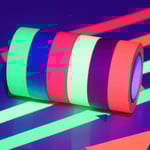 Neon Tape, Ljus Fluorescerande Tejp 6 Färger Lim Gaffer Tejp UV Blacklight Reaktiv Neon Tejp(6st)