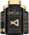 Fish Oil Omega 3 Capsules High Strength - 3000Mg Triple Potency - Easy to Swallo