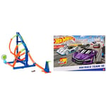 Hot Wheels Action Track, Corkscrew Twist Kit, Launch Car Directly at Target & Cars, 10-Pack of Toy Cars in 1:64 Scale, Set of 10 Race Cars, Mix of Officially Licensed and Unlicensed
