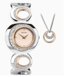 Sekonda Seksy Ladies Watch Crystal Watch & Necklace Gift Set 2124G RRP £99.99