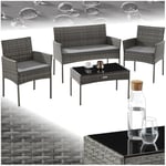 TecTake® Ensemble Salon de Jardin Exterieur en Résine tressée Canapé 2 Places 2 Fauteuil Salon et 1 Table de Jardin, Coussins Inclus, Mobilier de Jardin pour Amenagement Balcon Terrasse Veranda