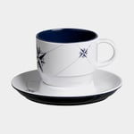 Marine Business Kaffe/tekoppar i melamin med fat Northwind, vit/blå, 22 cl, 6-pack