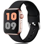 Ouwegaga Strap Compatible with Apple Watch Strap 38mm 40mm 41mm 42mm 44mm 45mm, Silicone Sport Bands Compatible with Apple Watch SE/iWatch Series 7/6/5/4/3/2/1, 38mm/40mm/41mm-M/L Black