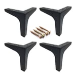 WYYAF Set of 4 Furniture Feet, Triangle Replacement Sofa Legs, Metal Table Feet Cabinet Legs Polished Plating, TV Cabinet Feet, Loadable up to 800Kg, Iron, Black, 10cm-17cm