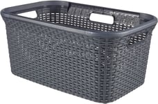 Curver 188958 Laundry Basket Polypropylene Wicker Look 45 L Grey