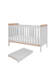 Tutti Bambini Rio Cot Bed with Cot Top Changer & Mattress - Dove Grey/Oak, Grey