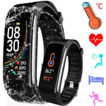 FJLOVE Smart Watch Temperature Measurement Sports Watches IP67 Waterproof Full-Touch Screen Fitness Tracker with Heart Rate Monitor Pedometer SMS Call Notification for Men Women Android iOS Ouoy