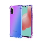 GOGME Case for Samsung Galaxy A02s Case, Gradient Color Ultra-Slim Crystal Clear Anti Smudge Silicone Soft Shockproof TPU + Reinforced Corners Protection Phone Cover (Purple/Blue)