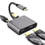DRAGON SLAY 4in1 4K USB C to Dual HDMI Adapter Hub 60Hz, includes USB 3.0 and