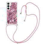 SKALO Samsung S24 Kvicksand Glitter Mobilhalsband - Rosa Rosa