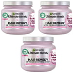 Garnier Smoothing Hair Mask Ultimate Blends Hair Remedy Rice Water 380ml x 3