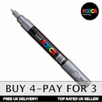 Posca Pc-1m Paint Marker Pen - Fabric Glass Pen - Silver X 1 - Buy 4 Pay For 3