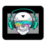 Mousepad Computer Notepad Office Skull Glasses Headphones Illustration Home School Game Player Computer Worker Inch
