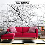 Fototapet - Warsaw Map - 100 x 70 cm - Premium