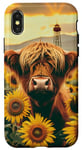iPhone X/XS Scottish Highland Cow, Western Spring Farm Sunflower Country Case