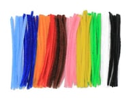 Bright Ideas 100 Assorted 150mm x 5mm, Multi Colour Pipe Cleaners, Chenille Stems, Arts & Craft, Black, White, Yellow, Green, Light Blue, Pink, Orange, Brown, Red, Dark Blue, 150mm