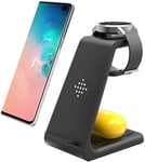 Wireless Charging Station, 3 in 1 Premium Qi-Certified Charging Stand Fast Charger Compatible with Samsung Galaxy S10/S9/8/Note10, Galaxy Buds&Galaxy Watch 42mm/46mm/Active2, Gear S3/S2/S/Live/2/Sport
