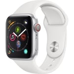Apple Watch Series 4 GPS + Cellular - 40mm - Boîtier aluminium argent - Bracelet blanc (2018) - Reconditionné - Etat correct