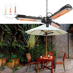 SANVAN Electric Patio Parasol Heater, 2000W Foldable Infrared Heaters Outdoor Heater IP34 Waterproof 3 Power Settings with Chain for Gardens And Commercial Use