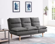 Idris Fabric Sofa Bed With Pillow Topper Cushions and Chaise Feature and Wooden Legs